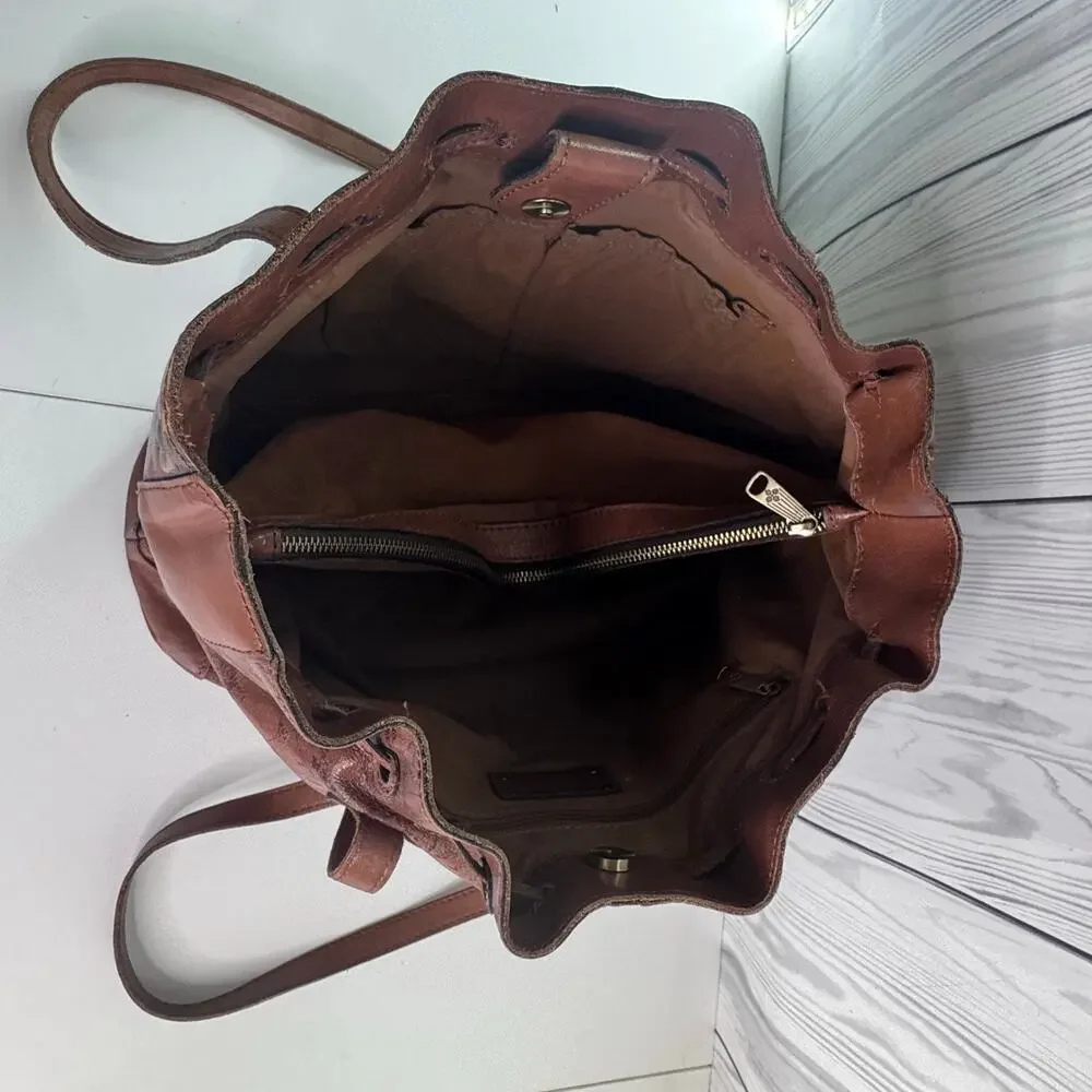 Patricia Nash Leather Drawstring Whitney Tote - English Garden Map - Picture 6 of 16